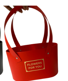 CAJA P/FLOR TIPO CARTERA OVALADA ROJA