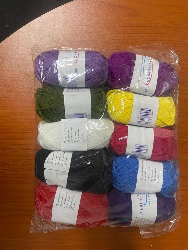 Lana de 25gr set 10pcs surtido de colores 