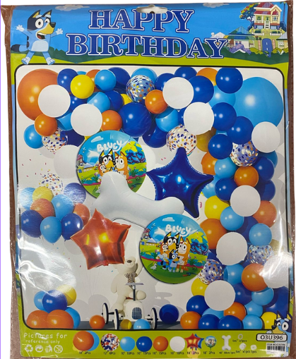 BOUQUET DE GLOBOS BLUEY-BOY HAPPY BIRTHD