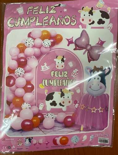 BOUQUET GLOB0S VAQUITA FELIZ CUMPLEAÑOS