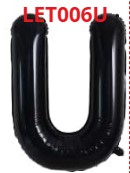 GLOBO LETRA U 16 PULGADAS NEGRO