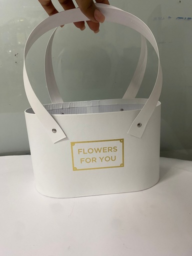 [TF-8642] CAJA P/FLOR TIPO CARTERA OVALADA BLANCA