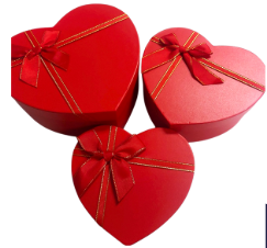 [TF-8070] SET 3 CAJA CORAZON  ROJO