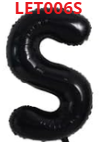 [LET006S] GLOBO LETRA S 16 PULGADAS NEGRO