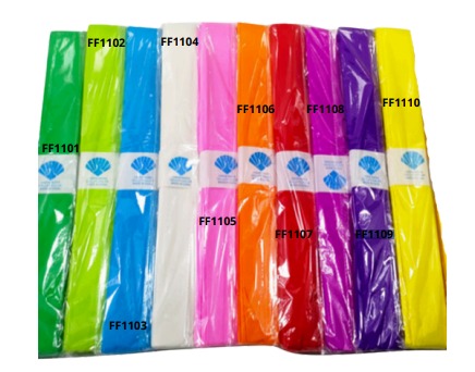 [FF1105] PAPEL CREPE 50x78cm 10 PIEZAS POR BOLSA DE UN SOLO COLOR
