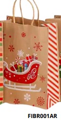 [FIBR001AR] BOLSAS DE REGALO NAVIDAD KRAFT PEQUEÑAS 20 PIEZAS/BOLSA 21x15x8cm