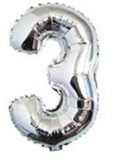 [N32-002P3] Globos Plateados Números de 32 pulgadas