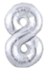 [N40-002P8] Globos Plateado Números de 40 pulgadas