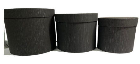 SET DE CAJA P/FLOR REDONDA 3 PCS NEGRA