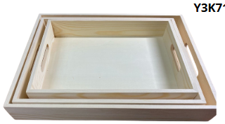 Set de 3 Bandejas de Madera 28x33x15.5cm