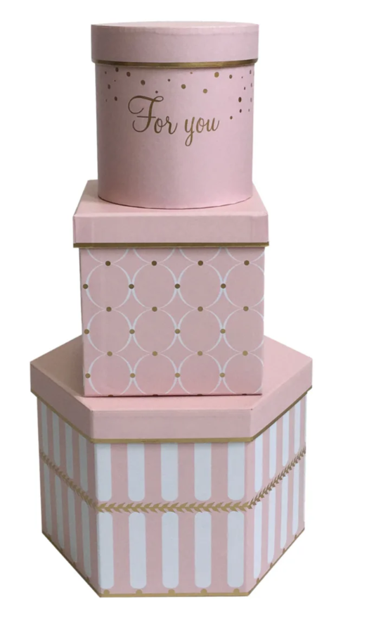Set de 3 cajas rosadas
