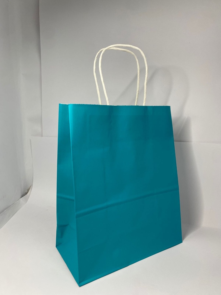 BOLSA KRAFT "M" TURQUESA PAQ.12