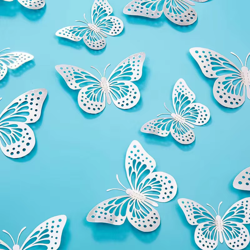 MariposasPLATEADA -12 mariposas por paquete