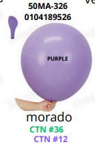 [50MA-326] Globos Pastel 50 piezas/bolsa 18"
