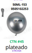 [50ML-153] Globos Metalicos 50 piezas/bolsa 10"