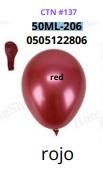 [50ML-206] Globos Metalicos 50 piezas/bolsa 12"ROJO
