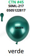 [50ML-217] Globos Metalicos 50 piezas/bolsa 12" VERDE
