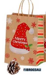 [FIBR003AV] BOLSAS DE REGALO NAVIDAD KRAFT GRANDES 20 PIEZAS/BOLSA 32x26x12cm