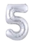 [N40-002P5] Globos Plateado Números de 40 pulgadas