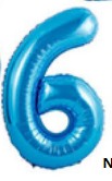 [N40-005N6] Globos Azul Números de 40 pulgadas