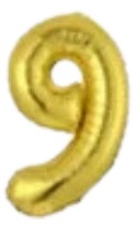 [NU-001G9] Globos Dorado Números de 16 pulgadas