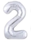 [NU-002P2] Globos Plateado Números de 16 pulgadas