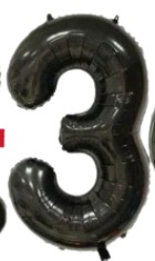 [NU-007N3] Globos Negro Números de 16 pulgadas