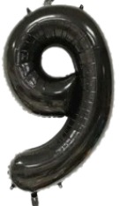 [NU-007N9] Globos Negro Números de 16 pulgadas